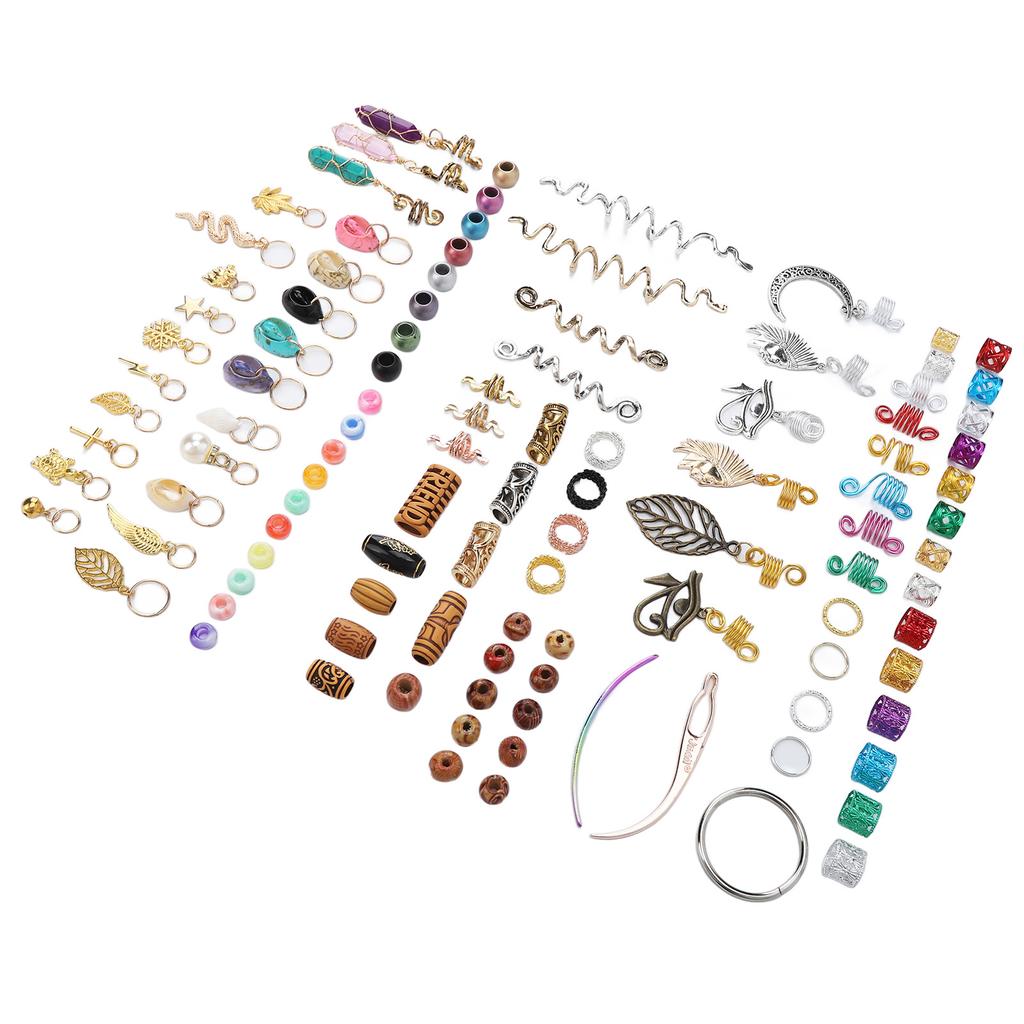 DIY Dreadlocks Jewelry Assortment Metal Braiding Hair Decoration Rings Pendants Crochet Set