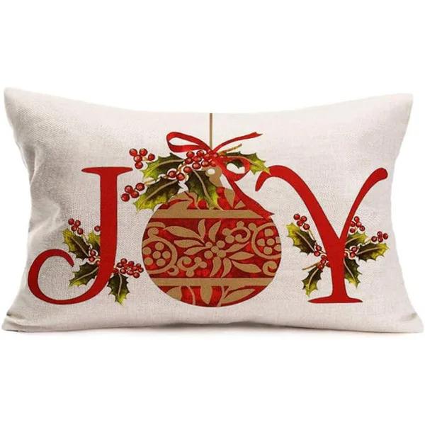 New Christmas Style Simple Letter Double-sided Printed Linen Pillow for Home Decoration, Sofa Waist Pillowcase