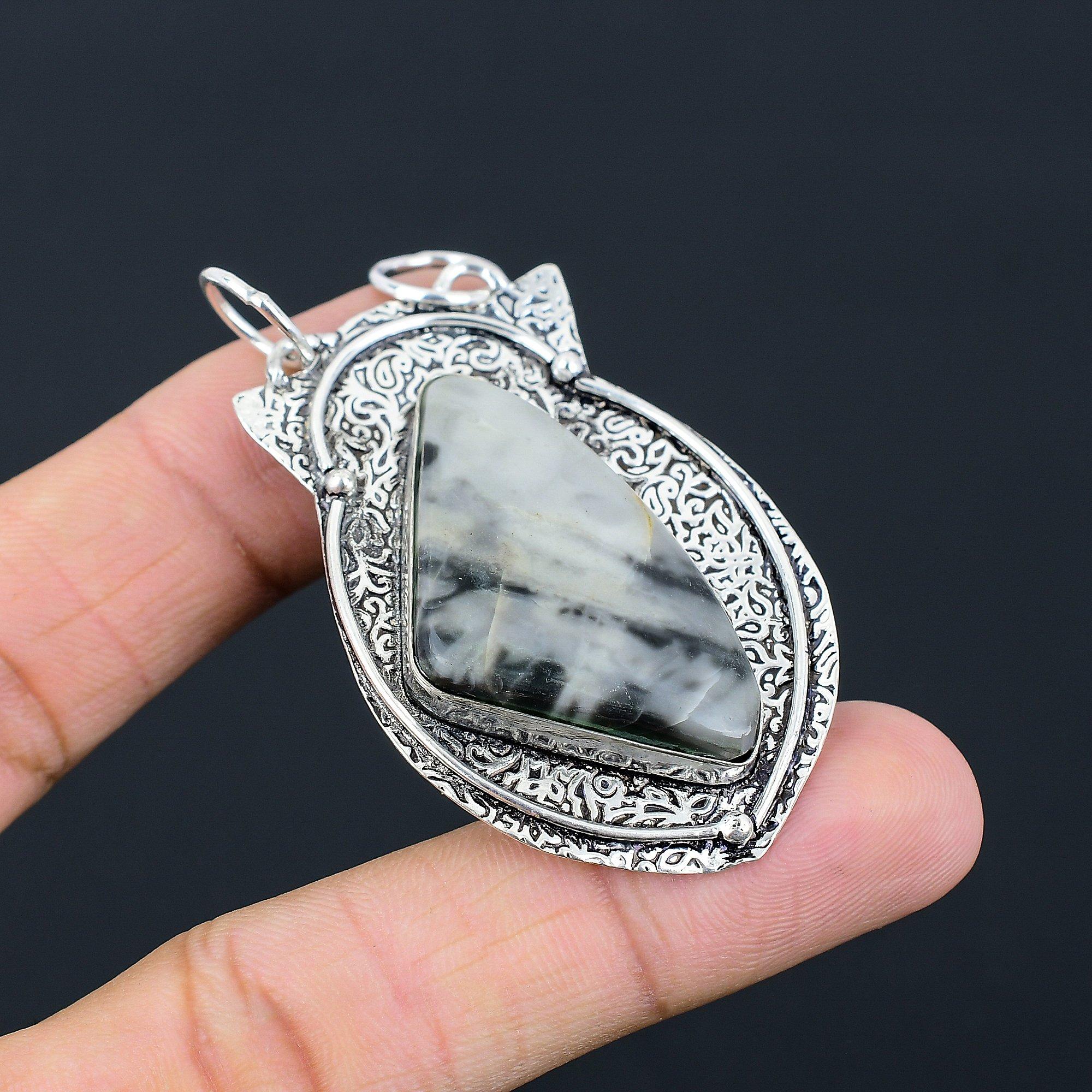 Natural Fume Agate Gemstone Indian Jewelry 925 Sterling Silver Pendant For Girls