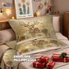 3pcs Christmas Gold Deer Print Coreless Duvet Set Multi Size Bedroom Bedding Holiday Decoration Soft Machine Washable