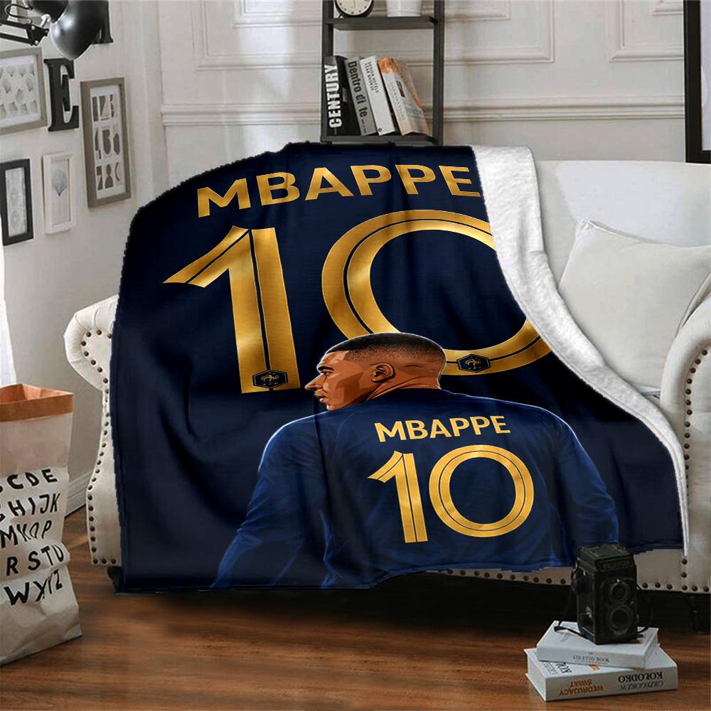 Star Player Kylian Mbappé Blanket Warmthful Decor Perfect for Office Office Chair Seaside Four Seasons Multipurpose Modern