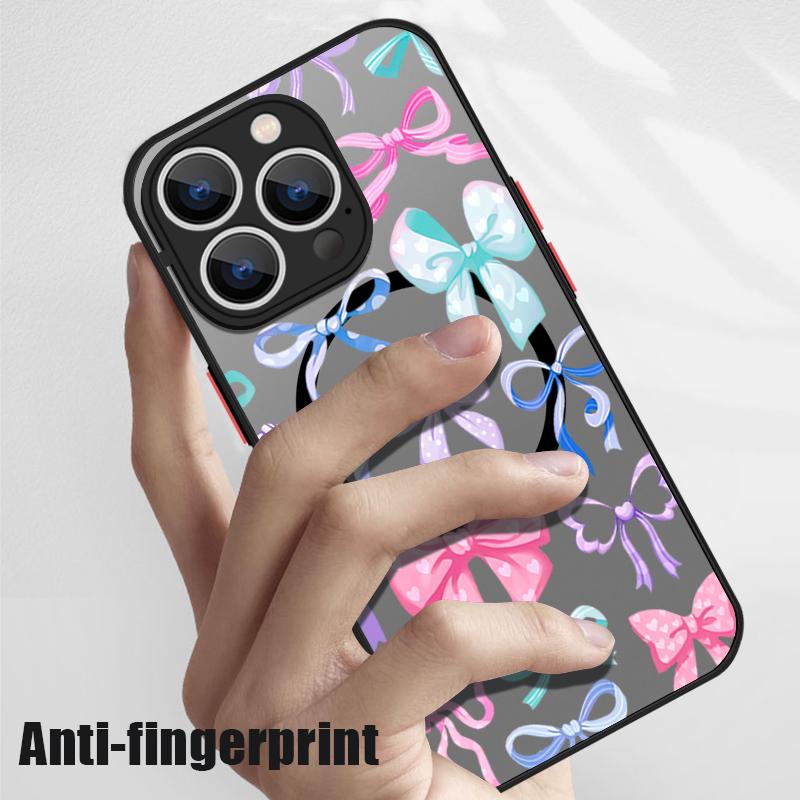 Colorful Bowknots Pattern Case For iPhone 17 Pro Max Magnetic For Magsafe Hybrid TPU+PC Matte Cover For iPhone 16 Pro Max 15 14 13 12 11 16E Air