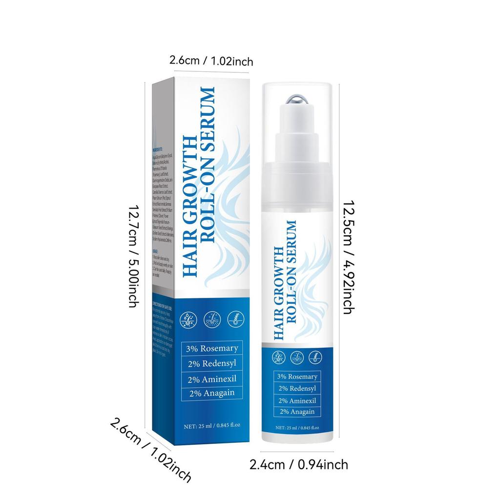 Hair Growth Roll-On Serum 25g, Hair Thickening Serum for Men & Women, Anti-Hair Loss Treatment, Scalp Nourishing, Portable Rollerball Applicator