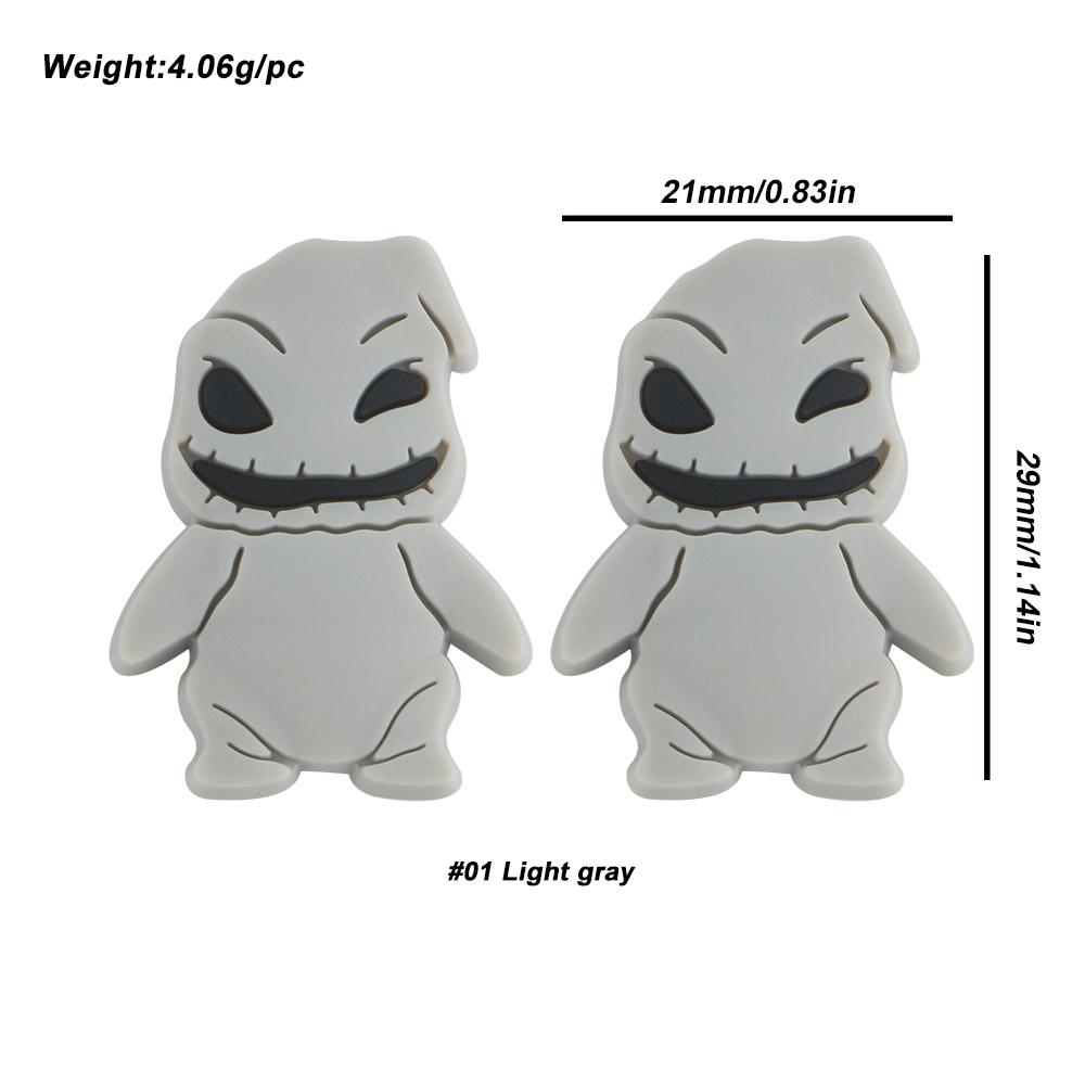 

5Pcs Cartoon Silicone Beads for DIY Jewelry, Craft Supplies for Bracelet Necklace Keychain Making 5pcs светло-серый