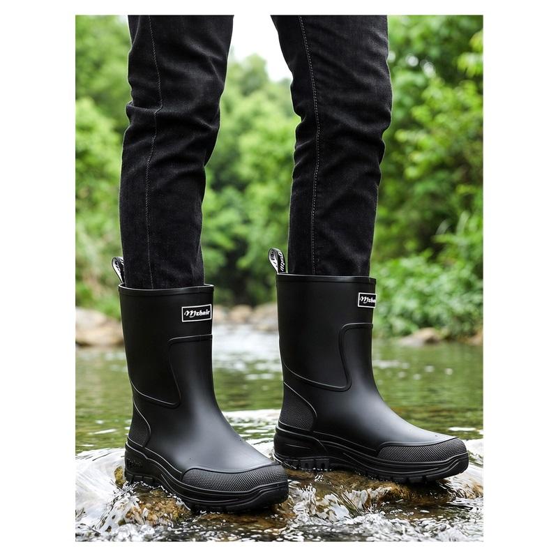 Vidurio blauzdos lietaus batai Vandeniui atsparūs PVC Guminiai Wellies Kvėpuojantis Tinklelio pamušalas Neslystantis padas Lauko Žvejybos Sodininkystės Darbo Lietaus batai