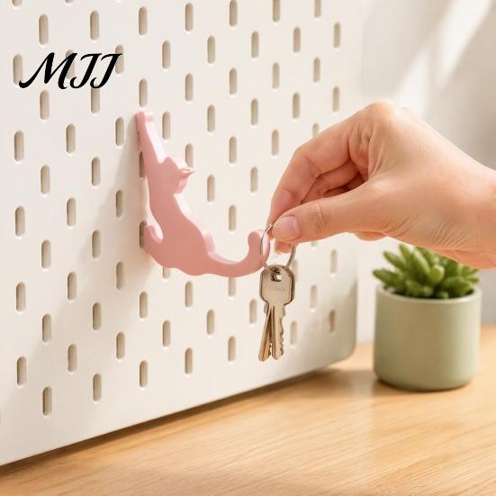 Space Saving Wall Hooks 4PCS Cat Shaped Hangers for Pegboard, Organizer Decorative Storage Easy Install Pegboard Hooks, Stable PLA Structure