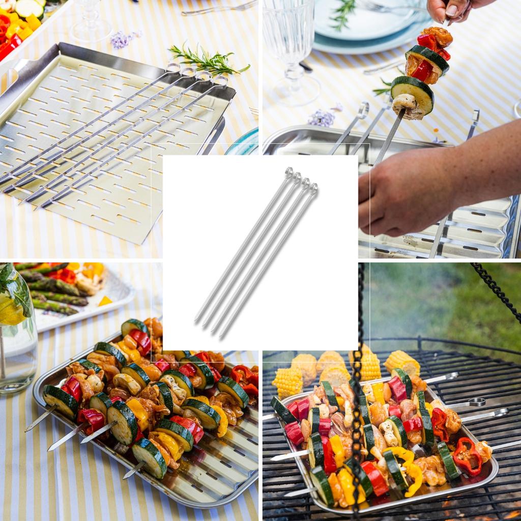 Szpikulce Na Szaszłyki, Do Grilla, 4 Szt, 35,8cm, Stal Nierdzewna, KINGHOFF KH-1914