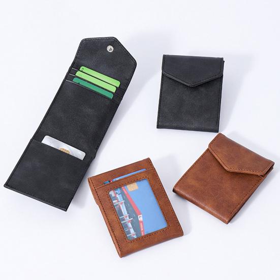 Yousheng Vertical Card Wallet Slim Card Holder Cash Wallet Snap Button Closure Retro Faux Leather Wallet Gift for Men