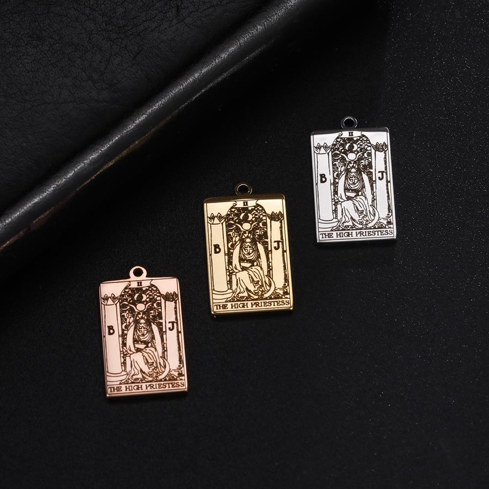 Dawapara Tarot Card Charms for Jewelry Making Astrology Tarot Cards Major Arcana Magic Amulet Stainless Steel Pendants