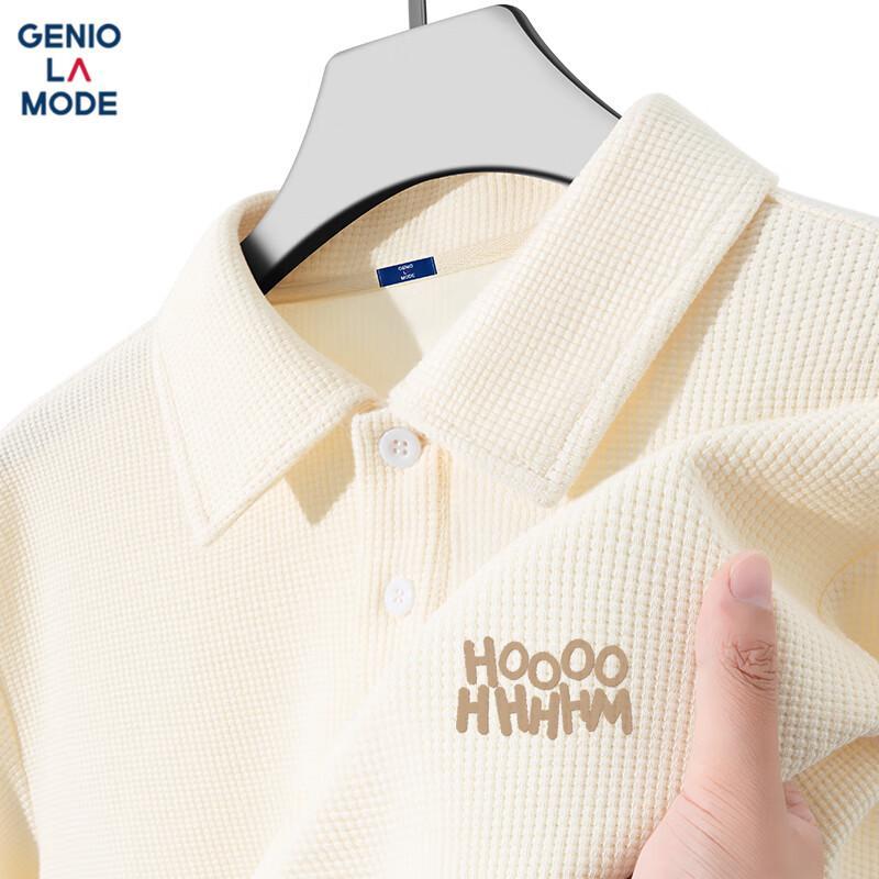 GENIOLAMODE Men s Waffle Knit Print Short Sleeve Polo Tee 2XL