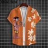 Cartoon Leopard Grafik Herren Kurzarm Hemd mit Kragen Oberteile Unisex Rosa Knopfleiste Hawaiian Hemden Sommer Täglich Damen Blusen