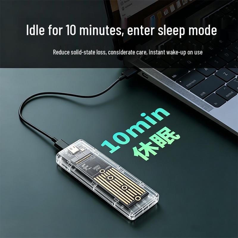 Transparent NVMe M.2 SSD Enclosure, 10Gbps Laptop Mobile Box