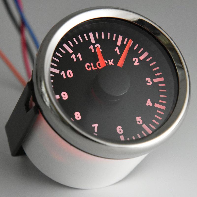 Waterproof 52mm Digital Clock Gauge 0-12 Hours For Car Boat Yacht Show Pointer Clock Meter with Red Backlight 9-32V Hour Meter