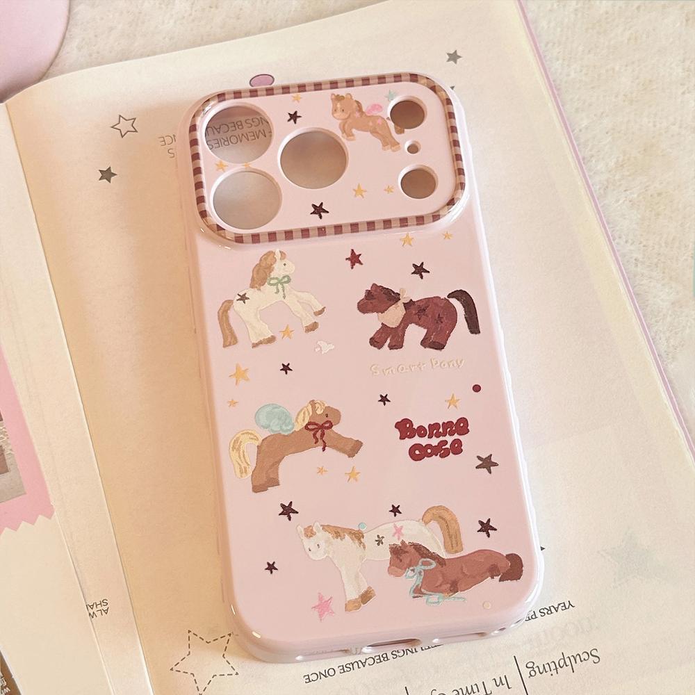 Cute Pink Pony Phone Case for IPhone 16, IPhone 17 Pro Max, and IPhone 14 with A Chain