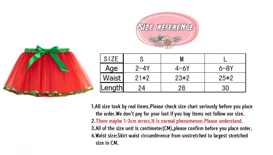 HUIROM Tutu Christmas Cosplay Santa Fluffy Tulle Skirt for Cute Tutu Skirt for Parties Size L Kids' Skirt, Costume, Costume, Girls, (Type B,