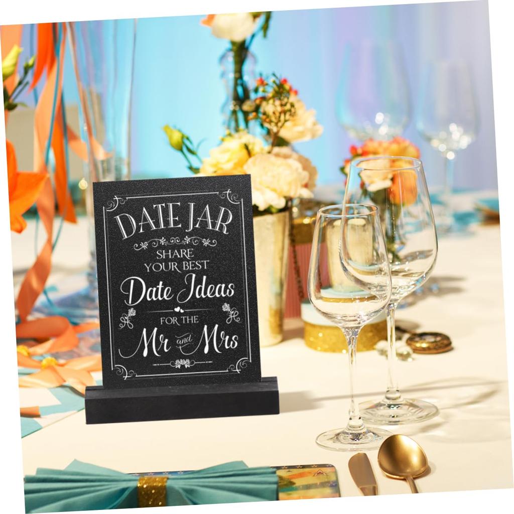 NUOLUX Tabletop Mini Chalkboard Menu Board, Double-Sided, for Restaurant Signs, Message Boards, and Table Numbers, Wooden, Set of 4