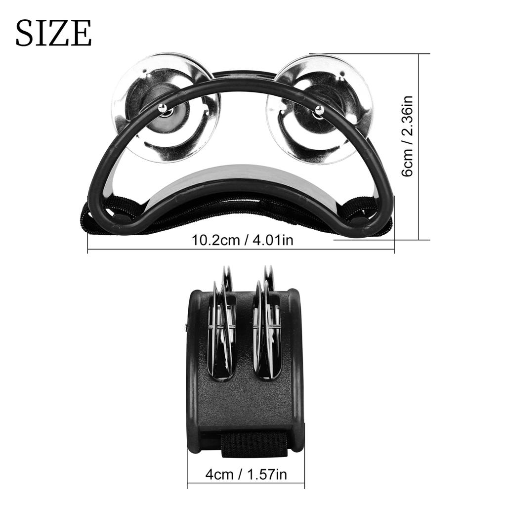 Percussion Foot Tambourine with 4 Pairs of Stainless Steel Jingles & Elastic Strap Percussion Musical Instrument for
