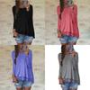 Versatile Femme Blouse Manches Longues Dentelle Sweat Lche T-shirt For Everyday Wear