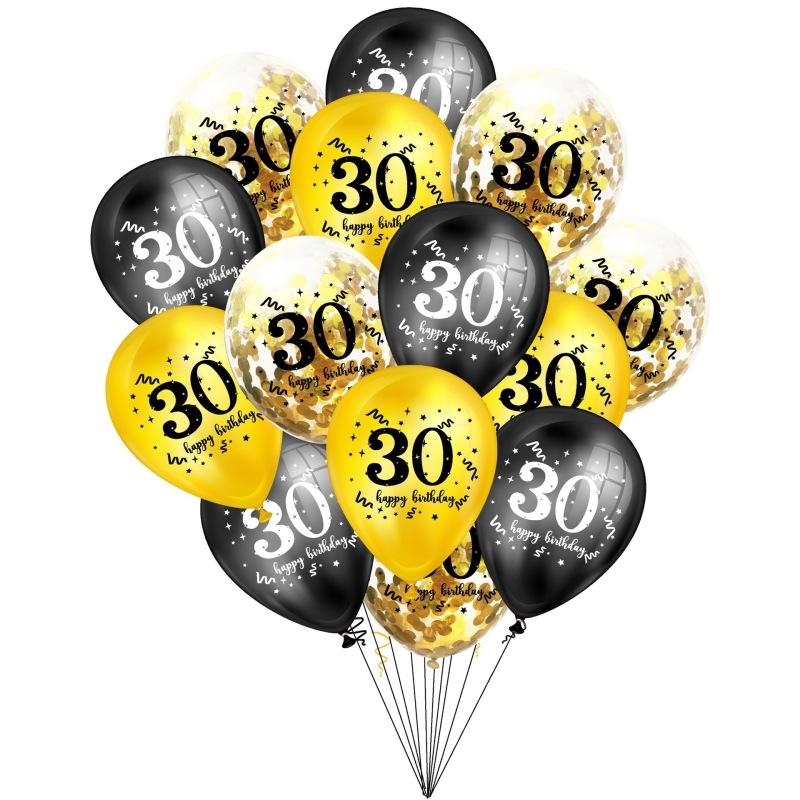15PCS 30 40 50 60th 70 80 Year Old Latex Balloon Confetti Balloon Set Combination Adult Birthday