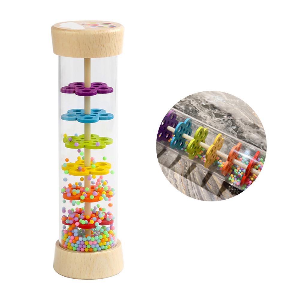 Stick Tube Shaker with Metal Balls Sensory Auditory Musical Instrument Early Music Education Toys Wood Rainmaker for Boys Girls