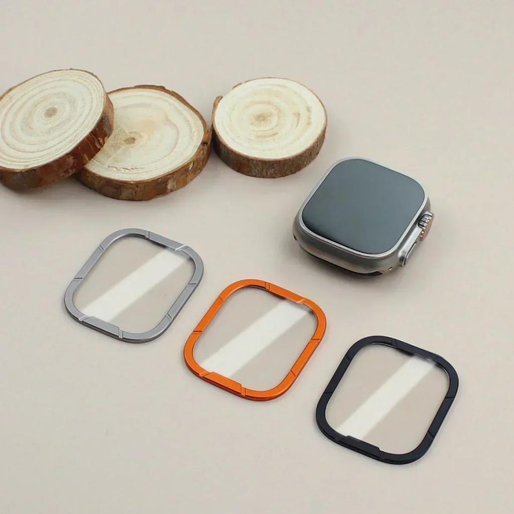Tvrzené sklo Ochranné sklo pro Apple Watch Ultra 3/2/1 Kovový rámeček pro iWatch Ultra 49mm Ochranná fólie HD proti poškrábání