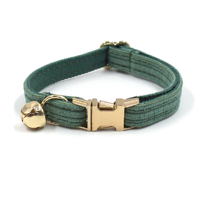 Chic Multi-color Corduroy Cat Collar with Engravable Zinc Alloy Buckle