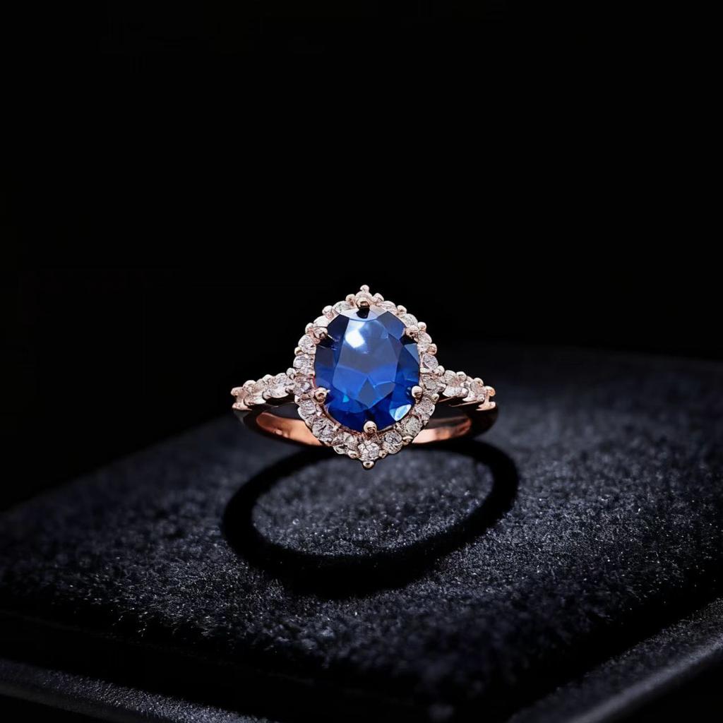Fashion Jewelry Simulation Sapphire Ruby Vintage Ring Stud Earrings Pendant Necklace Women's Jewelry Set