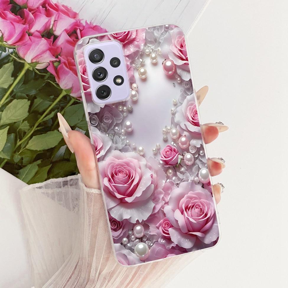 Transparent For Samsung Galaxy A72 4G Case Cute Fashion Flowers Funny Painted Casing For Samsung A72 4G SM-A725M SM-A725F Cover