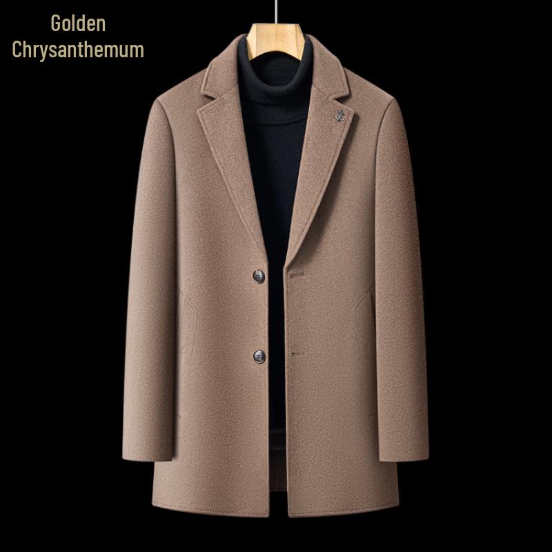 Men's Wool-Blend Mid-Length Coat with Removable Down Liner
