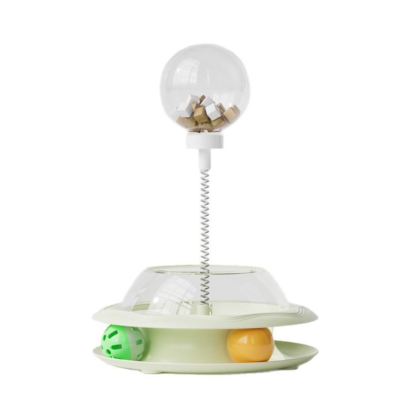 Interactive Cat Toy Set With Rotating Puzzle Feeder Treat Dispensing Ball Mental Stimulation Solo Play