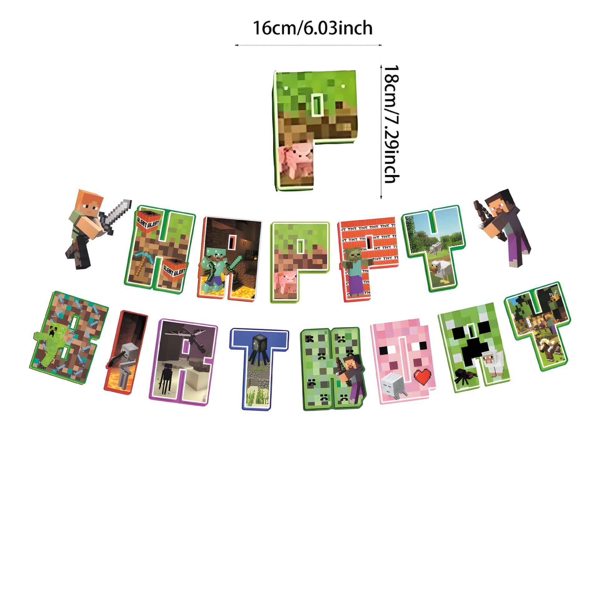 Minecraft Party Decoration Set: Banner & Hanging Swirls for Family & School Gatherings