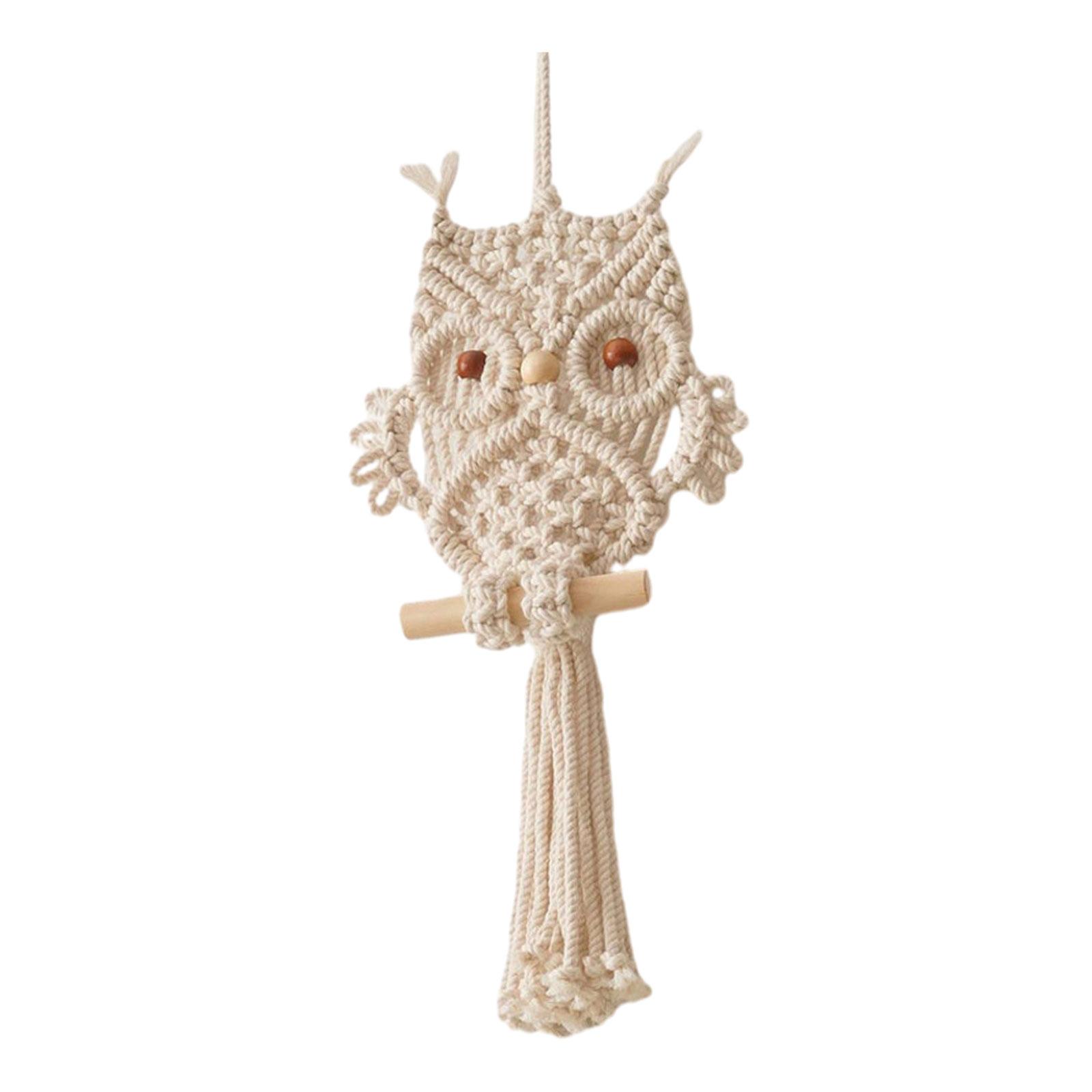 Owl Macrame Tapestry Woven Wall Hanging Pendant Ornament Woven Bohemian Tapestry белый