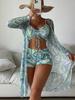 Swimsuit Women's Split Three-piece High Waist Long-sleeved Internet Celebrity Suit Blouse Sexy Bikini