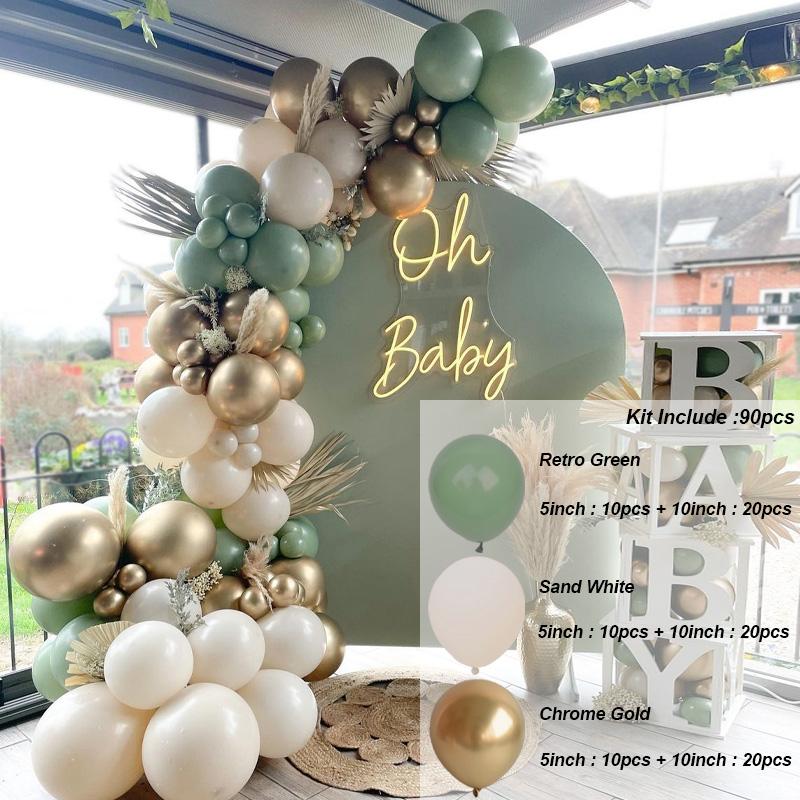 Beige Green Balloon Garland Arch Kit Baby Shower Boy Girl Birthday Party Decoration Wedding Engagement Green Balloon Set Baptism Christening