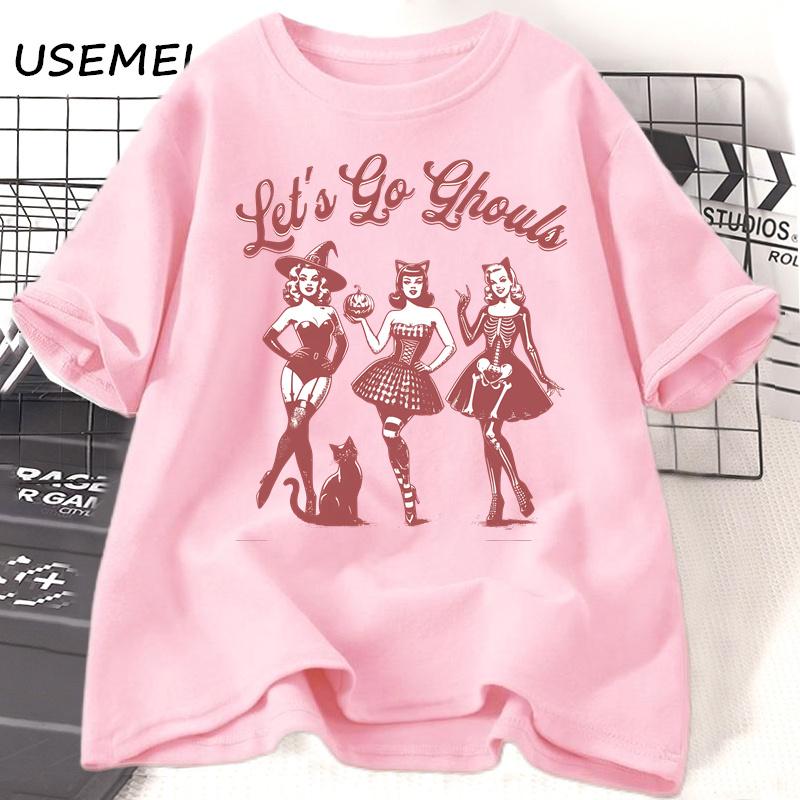 Lets Go Retro Halloween Spooky Mama Tshirt Women Casual Cotton Fall Witchy Tshirt Short Sleeve Womens Clothing Fall Tshirts