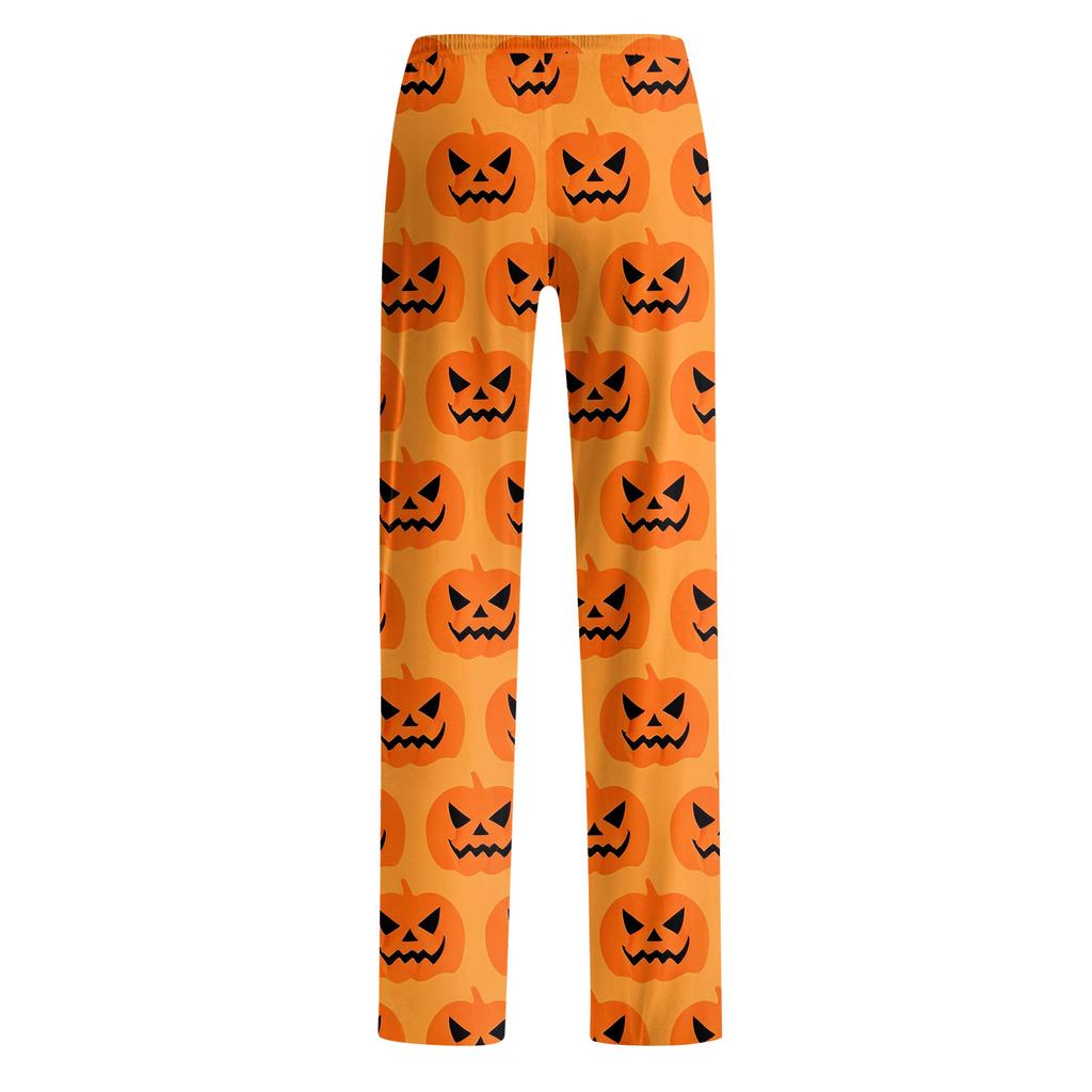 Herren Lockere Halloween-Print Loungehose Lässige Schlafanzughose Ohne Kordelzug Bequeme Passform Entspannter Stil