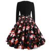 Women Vintage Long Sleeve Dress Spring Autumn New Year Party Dresses S-5XL Black Vestidos