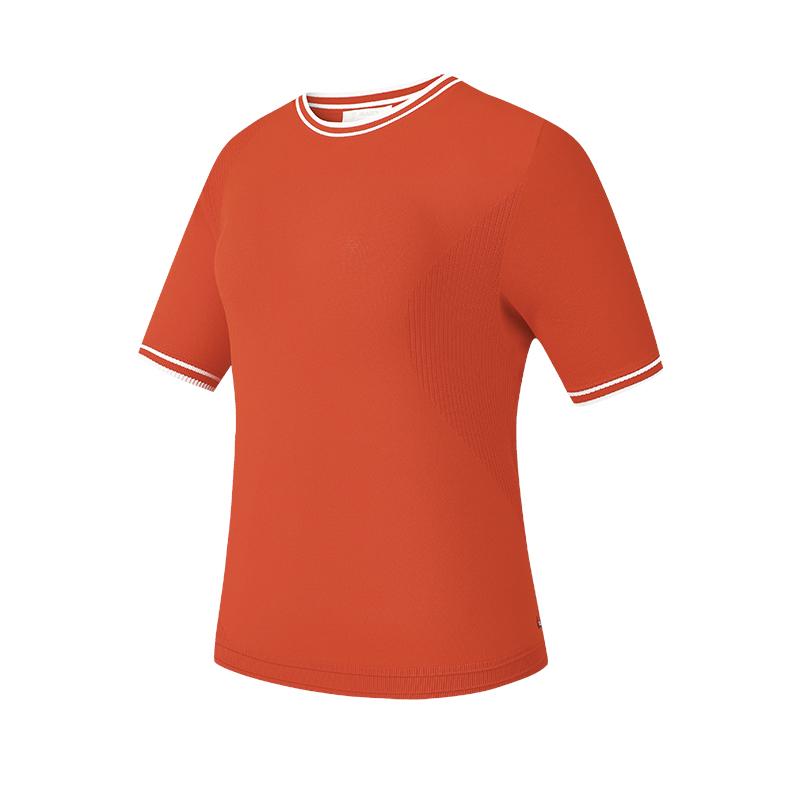 

FILA Golf Series Retro Minimalist Fashion Sports Comfortable Loose Knit Short Sleeve Sweater Women tops Persimmon-Red A11W625421FRD S