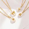 Stainless Steel Bowkont Square Necklace for Women,Flower Heart Shaped Cherry Spacer Bead Chain Necklaces,Trendy Jewelry Gifts