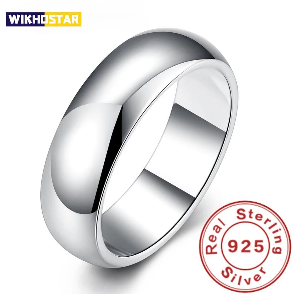 High Quality 925 Sterling Silver Ring Fashion Simple Smooth Round Ring Party Jewelry for Women Size 5 6 7 8 9 10 11