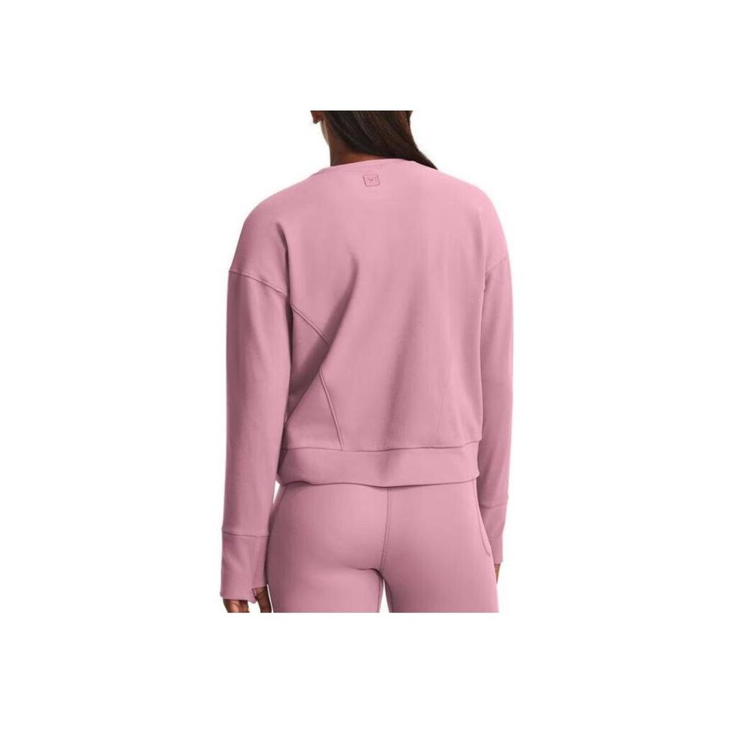 Under Armour Solid Color Sports Casual Training Fleece Pullover Sweatshirt Women Tops Pink 1379880-697