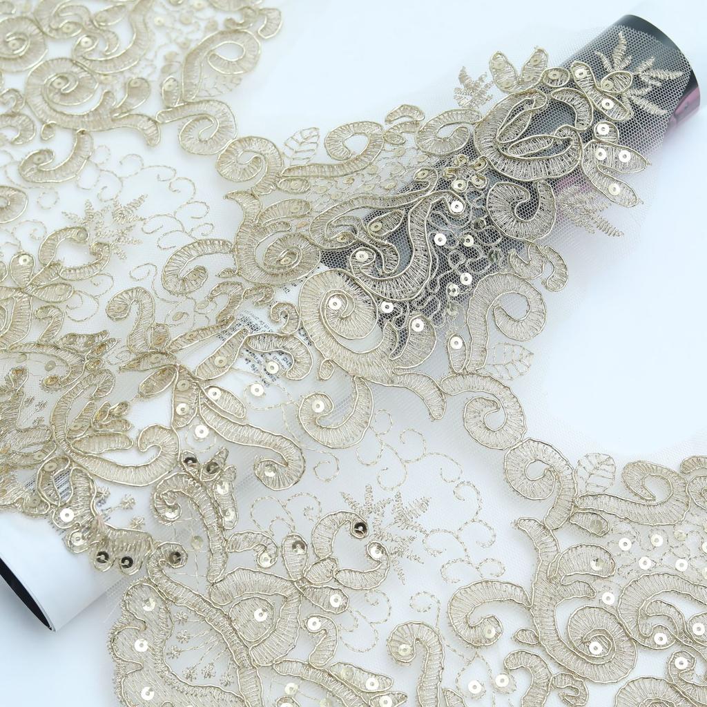27Cm Gold Thread Lace Barcode Clothing Accessories Fabric Gold Lace Embroidery Lace Clothing Accessories Lace
