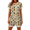 Women's Halloween Color-Block Print Casual 2-Piece Set - Holiday Themed Top and Pants for Women - Fun Cute Great for Parties