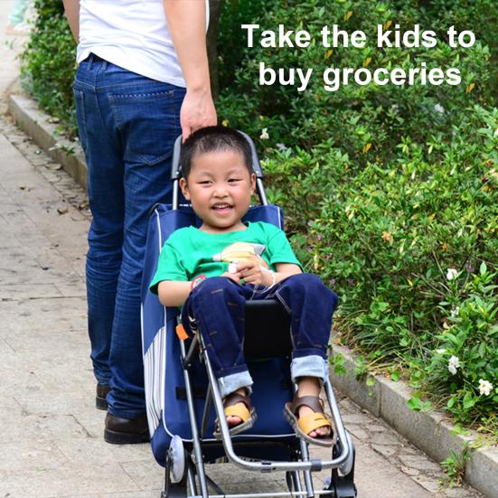 Einkaufswagen mit Sitz Doppel-Dreifachrad Ergonomischer Griff Treppensteiger-Trolley Dolly Einkaufswagen Schwerlast-Einkaufshandwagen