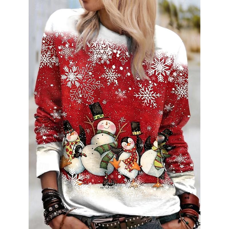 Christmas Women's T Shirt Graphic Dog Christmas Vintage Fashion Stylish Long Sleeve Crew Neck Round Neck Regular Tops Daily Weekend