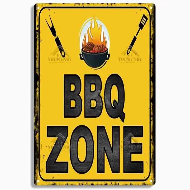 Hisun Tin Sign Retro DADS BBQ Metal Tin Signs Decorative Plaque Wall Decor for Barbecue Bar Pub Kitchen Party Zone Vintage Metal Plate