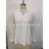 Women's V-Neck Long Sleeve Chiffon Blouse with Textured Chevron Mesh Sleeves Elegant Office Top