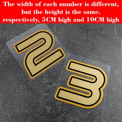 1PC Gold Motorcycles Number Stickers Waterproof for Motorcycle Helmets Fuel Tanks Tailbox Scooter Universal Vinyl Decals
