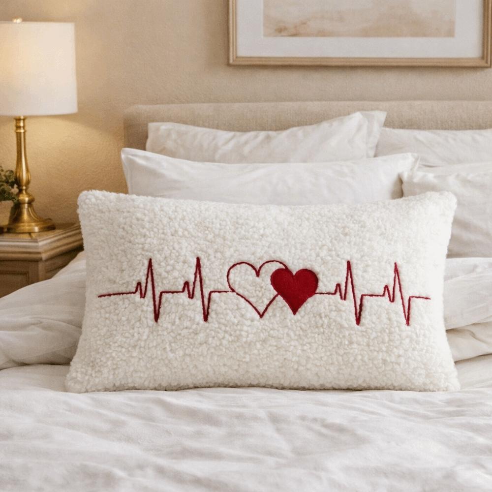 30*50cm Valentine's Day Pillowcase Decorative Soft Heart Pillow Cover Concealed Zipper Detachable Throw Pillow Cover Sofa Couch