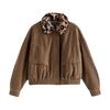 Chuyu Women's Leopard Print Lapel Flocking Winter Jacket